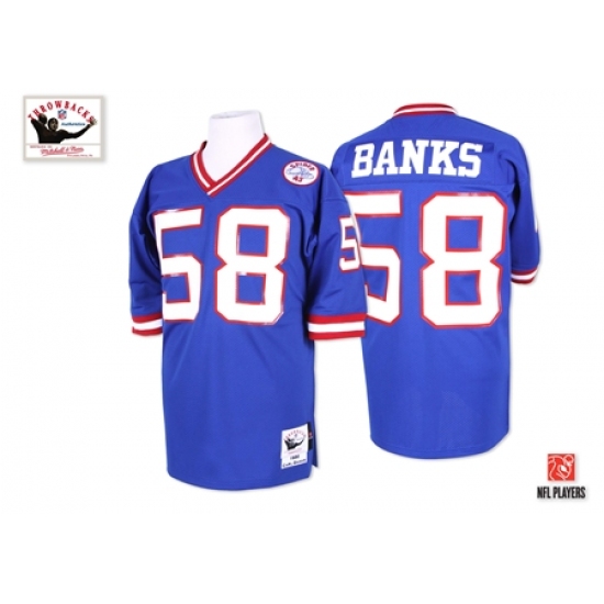 Mitchell and Ness New York Giants 58 Carl Banks Blue Authentic Throwback NFL Jersey