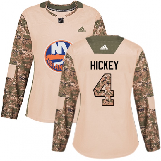 Women's Adidas New York Islanders 4 Thomas Hickey Authentic Camo Veterans Day Practice NHL Jersey