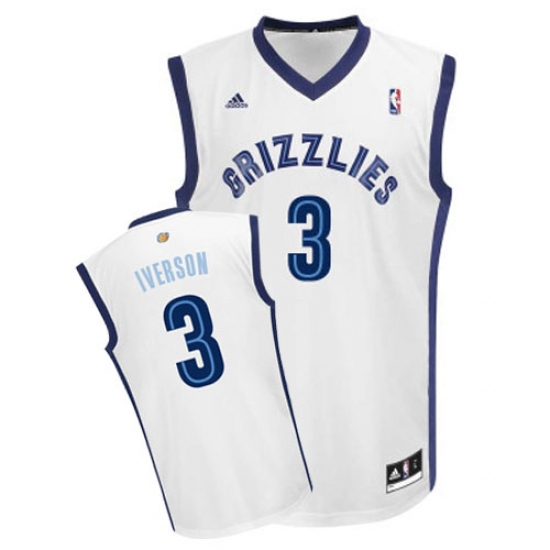 Men's Adidas Memphis Grizzlies 3 Allen Iverson Swingman White Home NBA Jersey