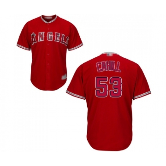 Men's Los Angeles Angels of Anaheim 53 Trevor Cahill Replica Red Alternate Cool Base Baseball Jersey