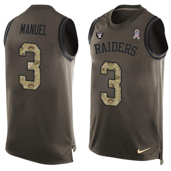 Men's Nike Oakland Raiders 3 E. J. Manuel Limited Green Salute to Service Tank Top NFL Jersey
