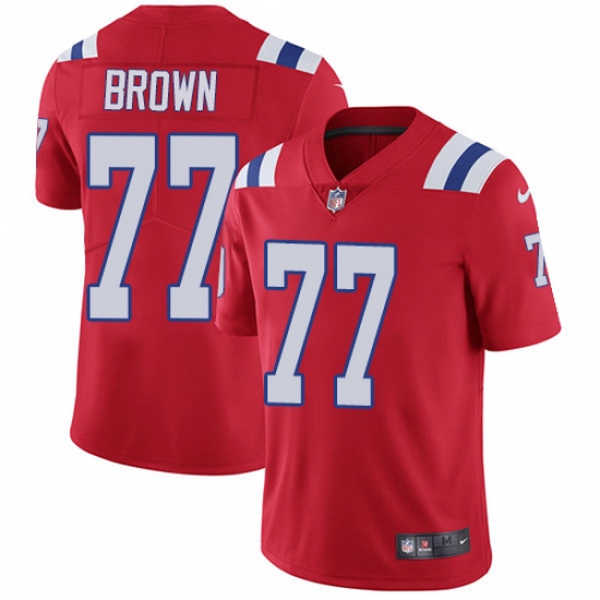 Men's Nike New England Patriots 77 Trent Brown Red Alternate Vapor Untouchable Limited Player NFL Jersey