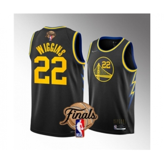 Men's Golden State Warriors 22 Andrew Wiggins 2022 Black NBA Finals Stitched Jersey