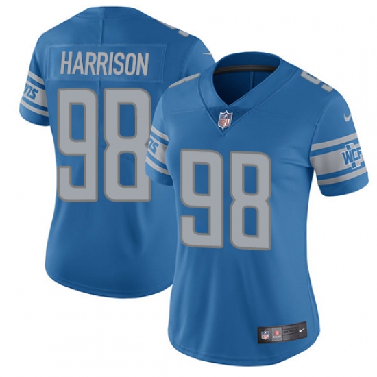 Women's Nike Detroit Lions 98 Damon Harrison Blue Team Color Vapor Untouchable Limited Player NFL Jersey