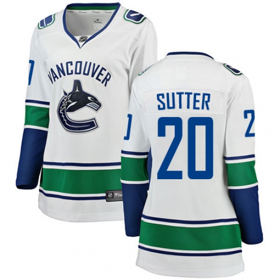 Women's Vancouver Canucks 20 Brandon Sutter Fanatics Branded White Away Breakaway NHL Jersey