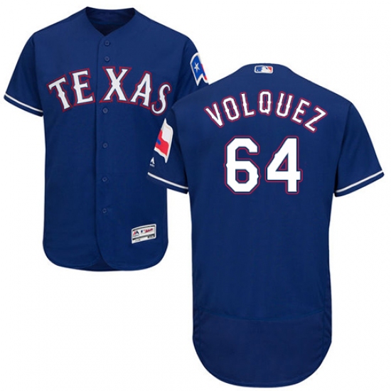 Men's Majestic Texas Rangers 64 Edinson Volquez Royal Blue Alternate Flex Base Authentic Collection MLB Jersey