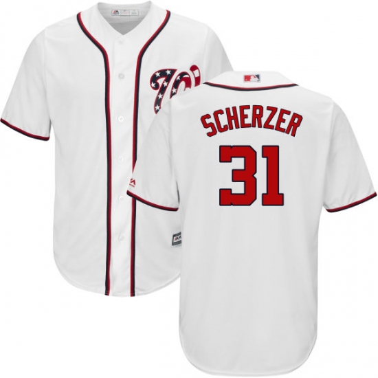 Men's Majestic Washington Nationals 31 Max Scherzer Replica White Home Cool Base MLB Jersey