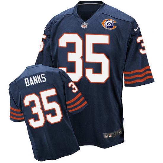 Men's Nike Chicago Bears 35 Johnthan Banks Elite Navy Blue Throwback NFL Jersey