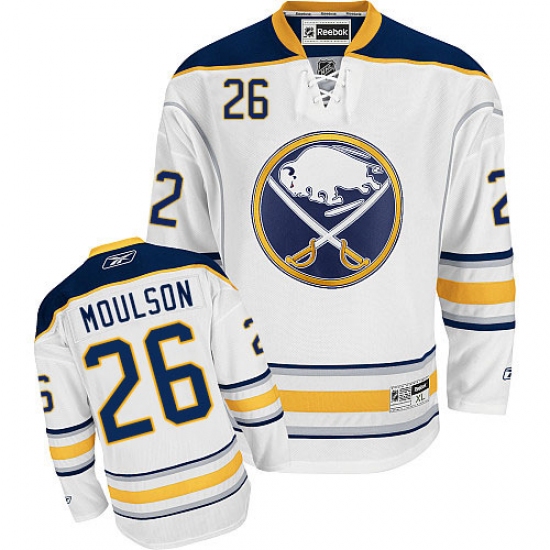 Men's Reebok Buffalo Sabres 26 Matt Moulson Authentic White Away NHL Jersey