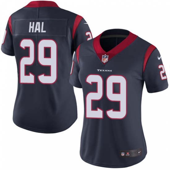 Women's Nike Houston Texans 29 Andre Hal Limited Navy Blue Team Color Vapor Untouchable NFL Jersey