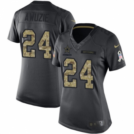 Women's Nike Dallas Cowboys 24 Chidobe Awuzie Limited Black 2016 Salute to Service NFL Jersey