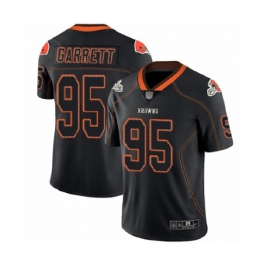 Men's Cleveland Browns 95 Myles Garrett Limited Lights Out Black Rush Football Jersey