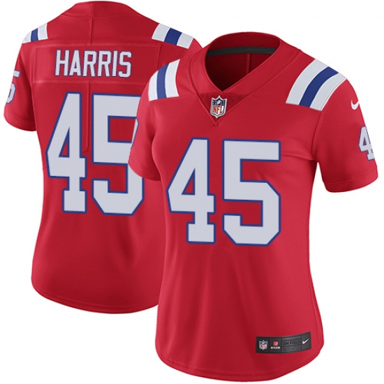 Women's Nike New England Patriots 45 David Harris Red Alternate Vapor Untouchable Limited Player NFL Jersey