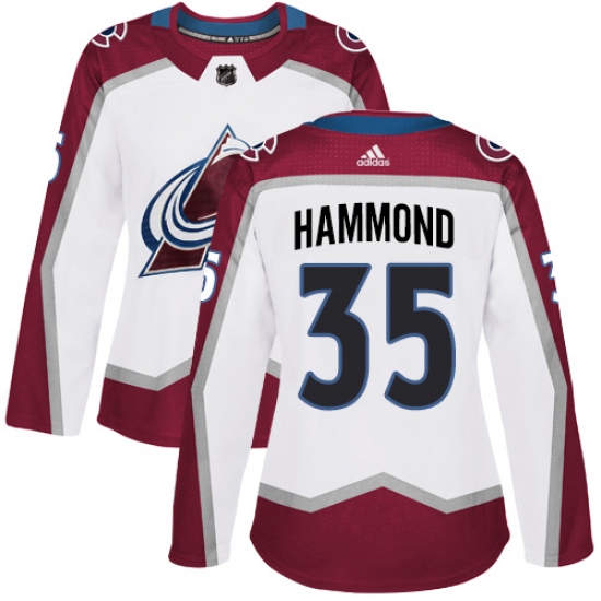 Women's Adidas Colorado Avalanche 35 Andrew Hammond Authentic White Away NHL Jersey