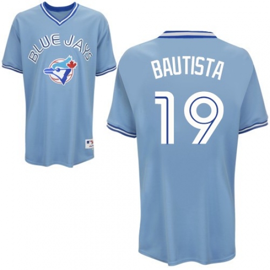 Men's Majestic Toronto Blue Jays 19 Jose Bautista Authentic Light Blue MLB Jersey