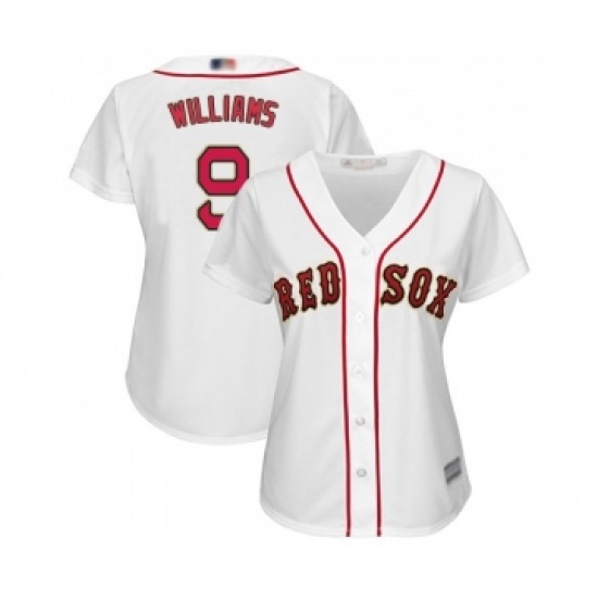 Women's Boston Red Sox 9 Ted Williams Authentic White 2019 Gold Program Cool Base Baseball Jersey