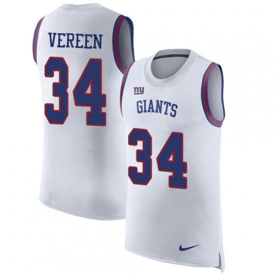 Men's Nike New York Giants 34 Shane Vereen Limited White Rush Player Name & Number Tank Top NFL Jersey