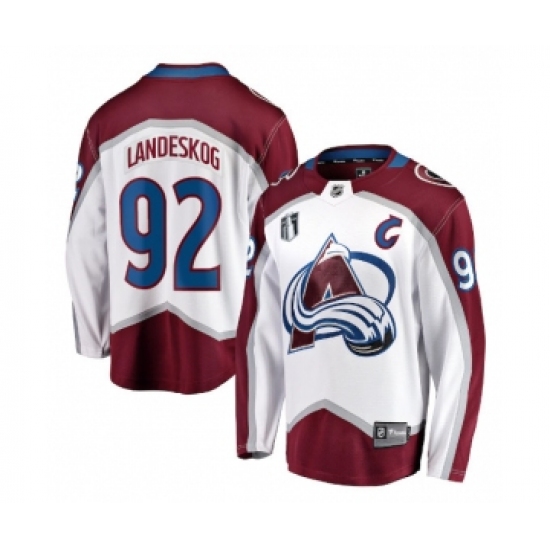 Men's Colorado Avalanche 92 Gabriel Landeskog White 2022 Stanley Cup Final Stitched Jersey