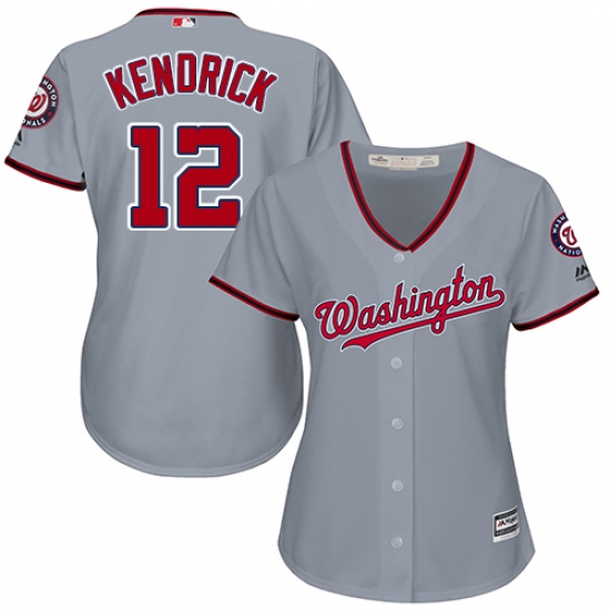 Women's Majestic Washington Nationals 12 Howie Kendrick Authentic Grey Road Cool Base MLB Jersey