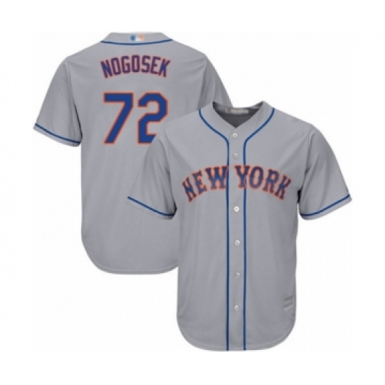 Youth New York Mets 72 Stephen Nogosek Authentic Grey Road Cool Base Baseball Player Jersey