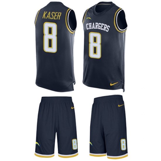 Men's Nike Los Angeles Chargers 8 Drew Kaser Limited Navy Blue Tank Top Suit NFL Jersey