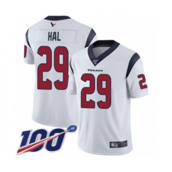 Men's Houston Texans 29 Andre Hal White Vapor Untouchable Limited Player 100th Season Football Jersey