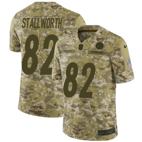 Youth Nike Pittsburgh Steelers 82 John Stallworth Limited Camo 2018 Salute to Service NFL Jersey