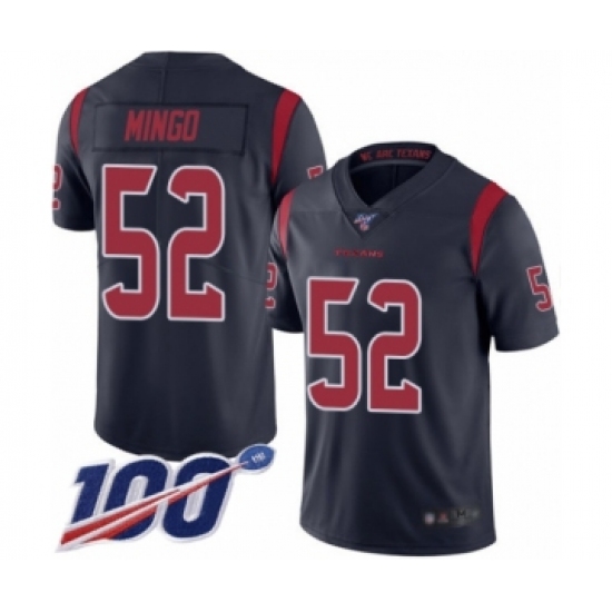 Men's Houston Texans 52 Barkevious Mingo Limited Navy Blue Rush Vapor Untouchable 100th Season Football Jersey