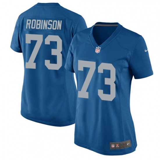 Women's Nike Detroit Lions 73 Greg Robinson Game Blue Alternate NFL Jersey