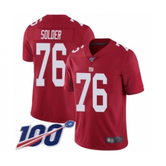 Men's New York Giants 76 Nate Solder Red Limited Red Inverted Legend 100th Season Football Jersey