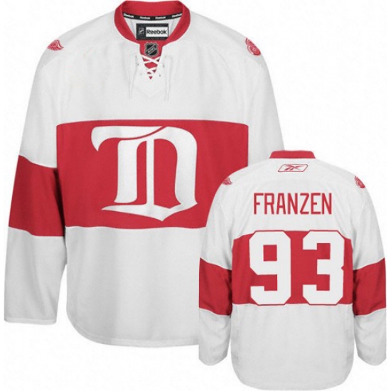 Men's Reebok Detroit Red Wings 93 Johan Franzen Premier White Third NHL Jersey