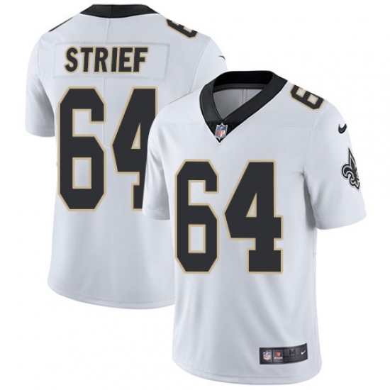 Men's Nike New Orleans Saints 64 Zach Strief White Vapor Untouchable Limited Player NFL Jersey