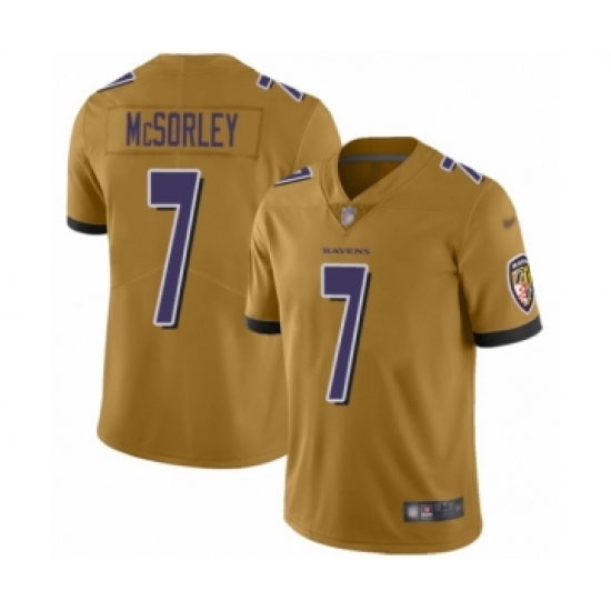 Youth Baltimore Ravens 7 Trace McSorley Limited Gold Inverted Legend Football Jersey