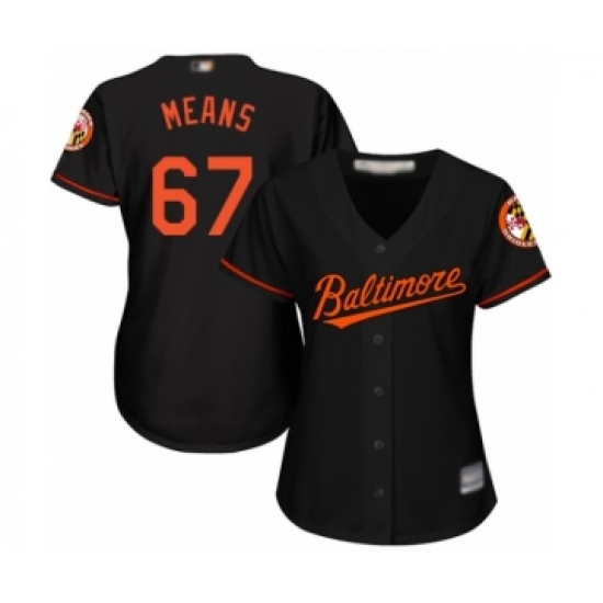 Women's Baltimore Orioles 67 John Means Authentic Black Alternate Cool Base Baseball Jersey