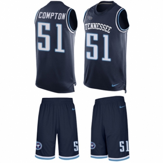 Men's Nike Tennessee Titans 51 Will Compton Limited Navy Blue Tank Top Suit NFL Jersey