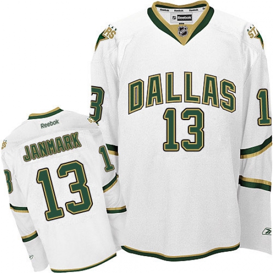 Men's Reebok Dallas Stars 13 Mattias Janmark Premier White Third NHL Jersey