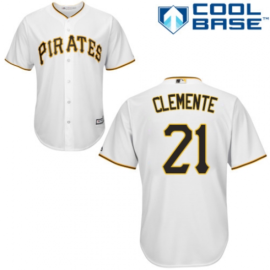 Women's Majestic Pittsburgh Pirates 21 Roberto Clemente Replica White Home Cool Base MLB Jersey