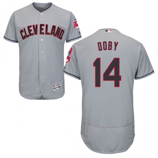 Men's Majestic Cleveland Indians 14 Larry Doby Grey Road Flex Base Authentic Collection MLB Jersey