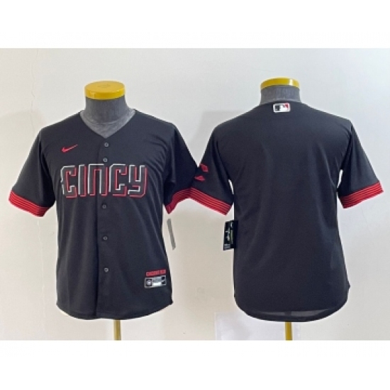 Youth Cincinnati Reds 11 Barry Larkin Black 2023 City Connect Cool Base Stitched Jersey