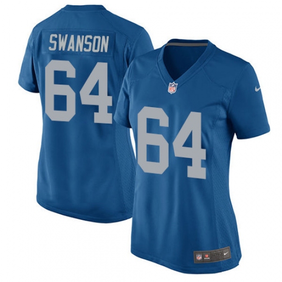 Women's Nike Detroit Lions 64 Travis Swanson Game Blue Alternate NFL Jersey