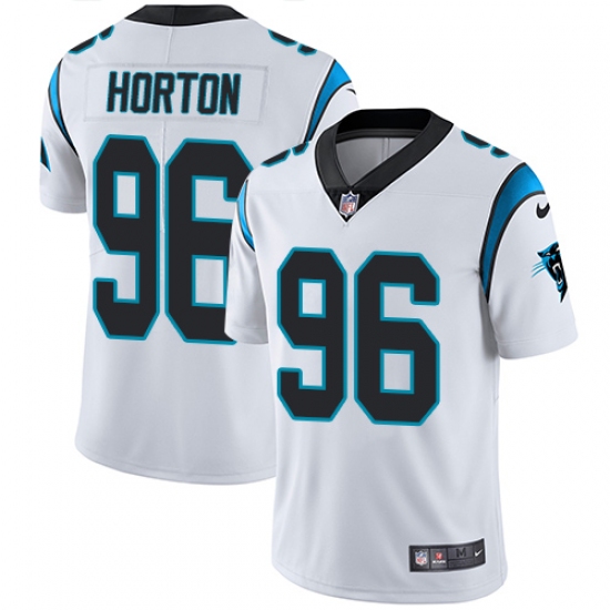 Men's Nike Carolina Panthers 96 Wes Horton White Vapor Untouchable Limited Player NFL Jersey