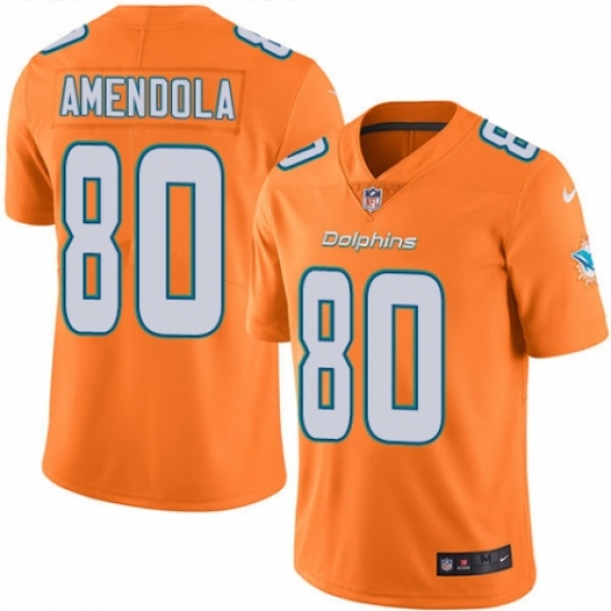 Men's Nike Miami Dolphins 80 Danny Amendola Limited Orange Rush Vapor Untouchable NFL Jersey