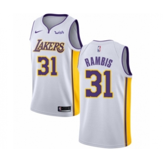 Men's Los Angeles Lakers 31 Kurt Rambis Authentic White Basketball Jersey - Association Edition