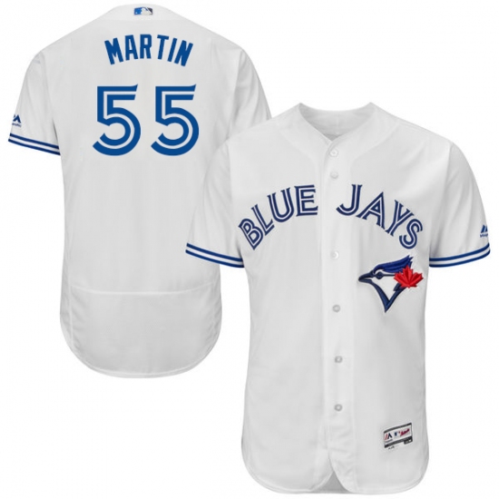 Men's Majestic Toronto Blue Jays 55 Russell Martin White Home Flex Base Authentic Collection MLB Jersey