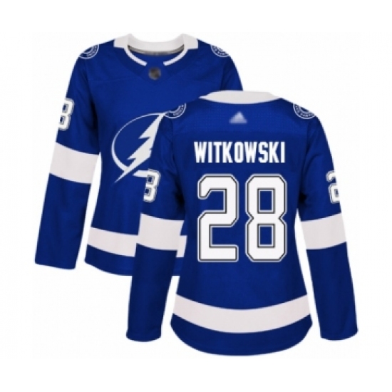 Women's Tampa Bay Lightning 28 Luke Witkowski Authentic Royal Blue Home Hockey Jersey