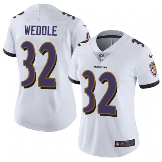 Women's Nike Baltimore Ravens 32 Eric Weddle White Vapor Untouchable Limited Player NFL Jersey