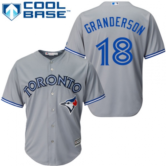 Men's Majestic Toronto Blue Jays 18 Curtis Granderson Replica Grey Road MLB Jersey