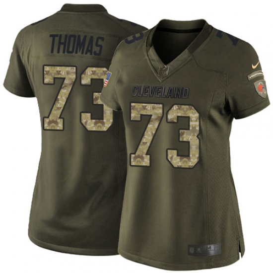 Women's Nike Cleveland Browns 73 Joe Thomas Elite Green Salute to Service NFL Jersey