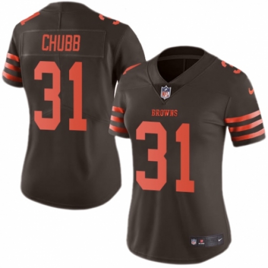 Women's Nike Cleveland Browns 31 Nick Chubb Limited Brown Rush Vapor Untouchable NFL Jersey