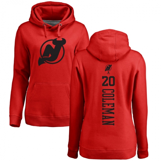 NHL Women's Adidas New Jersey Devils 20 Blake Coleman Red One Color Backer Pullover Hoodie